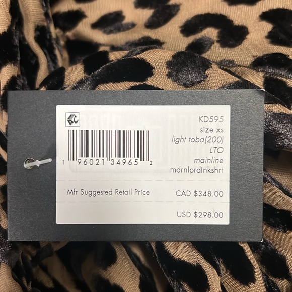 NEW Kate spade Modern Leopard Tie neck Shirt size XS - Picture 3 of 9